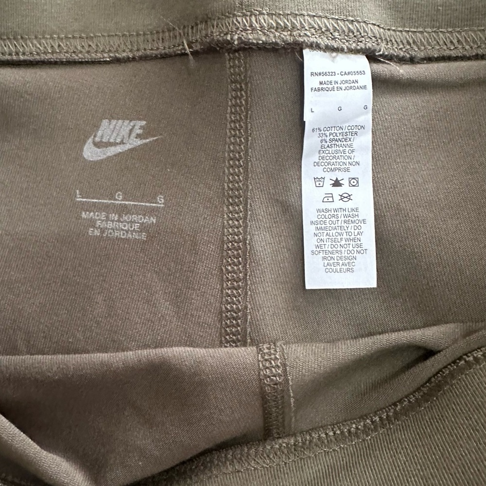 Nike Olive Active Bike Shorts with White Swoosh - Picture 3 of 5